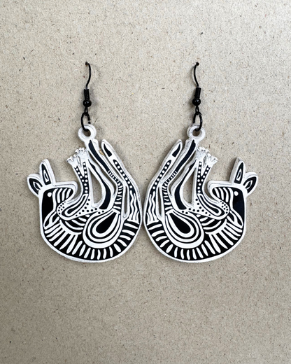 Black and White Kangaroo hook earrings