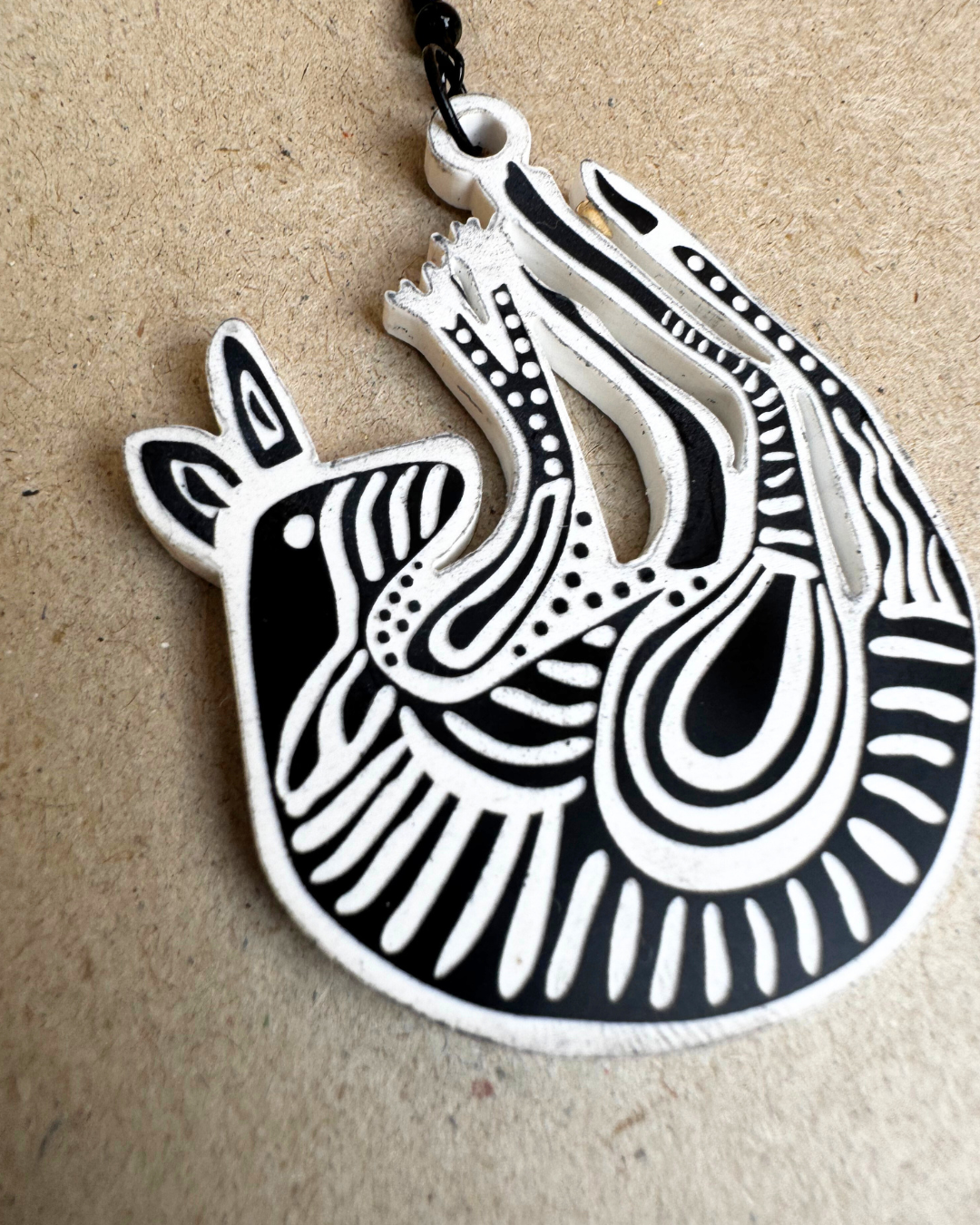 Black and White Kangaroo hook earrings