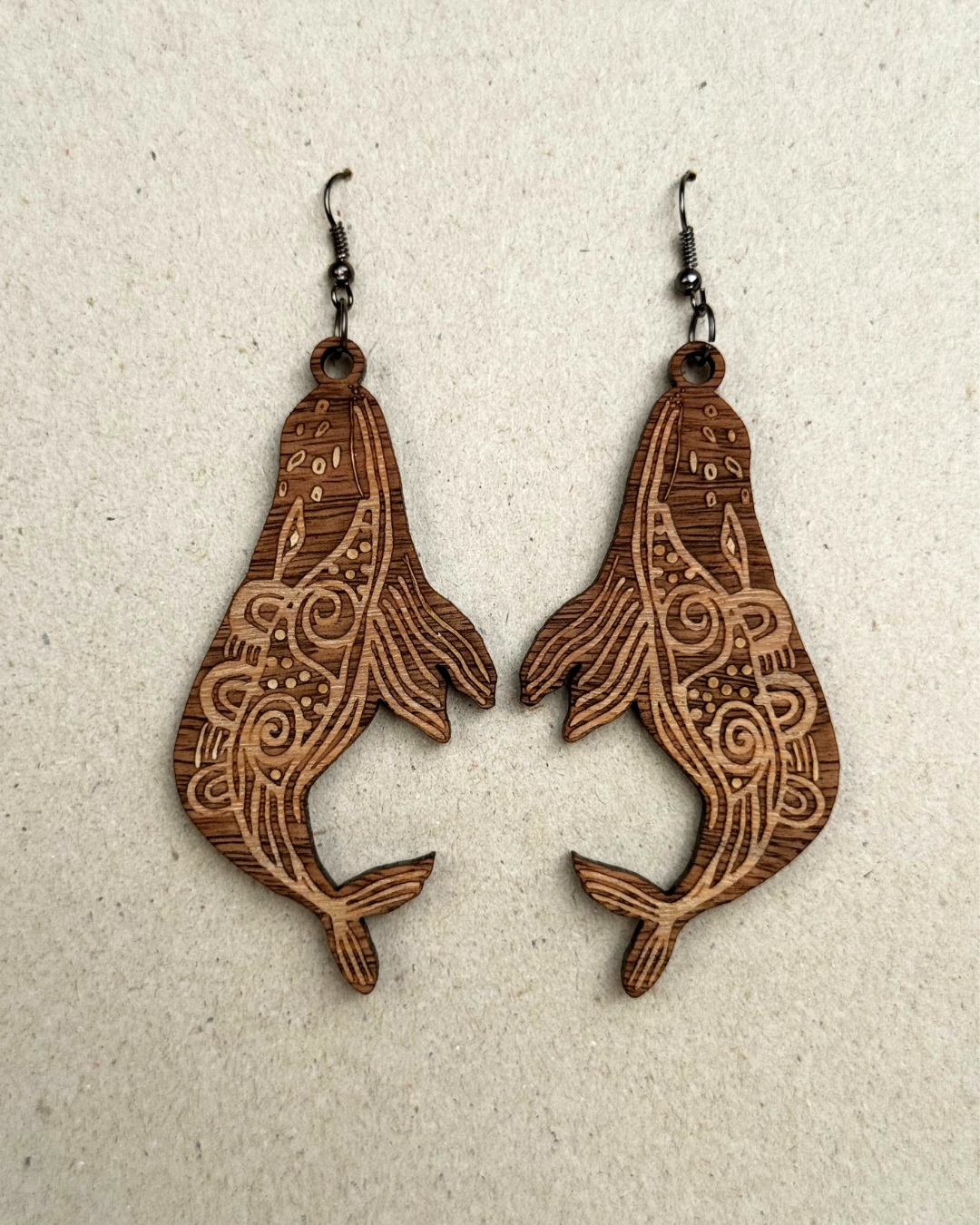 Whale hook earrings