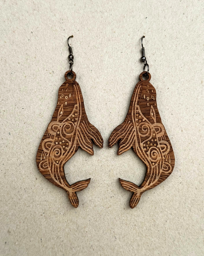 Whale hook earrings