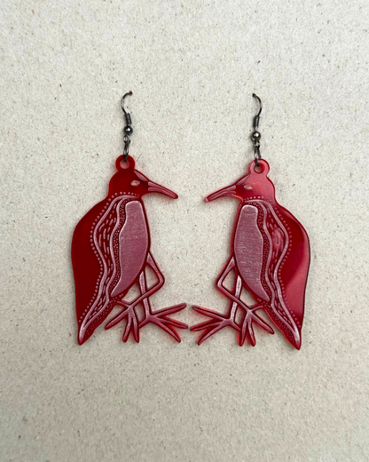 Red Water Hens hook earrings