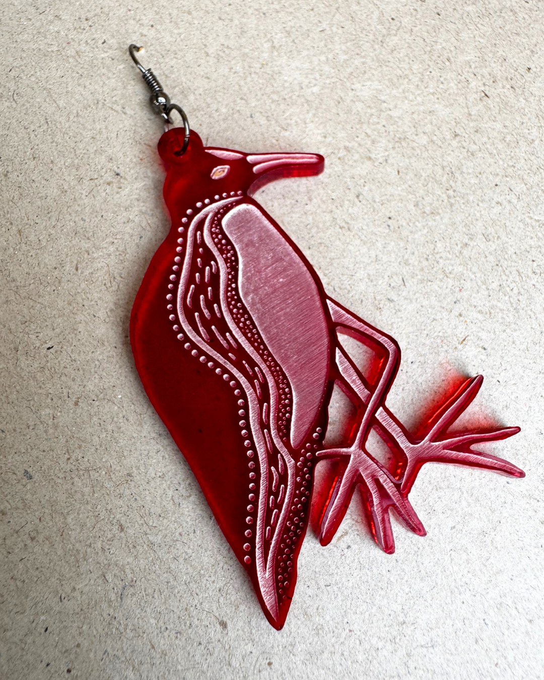 Red Water Hens hook earrings