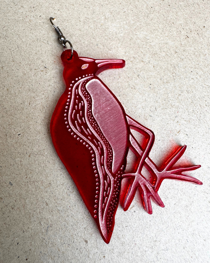 Red Water Hens hook earrings