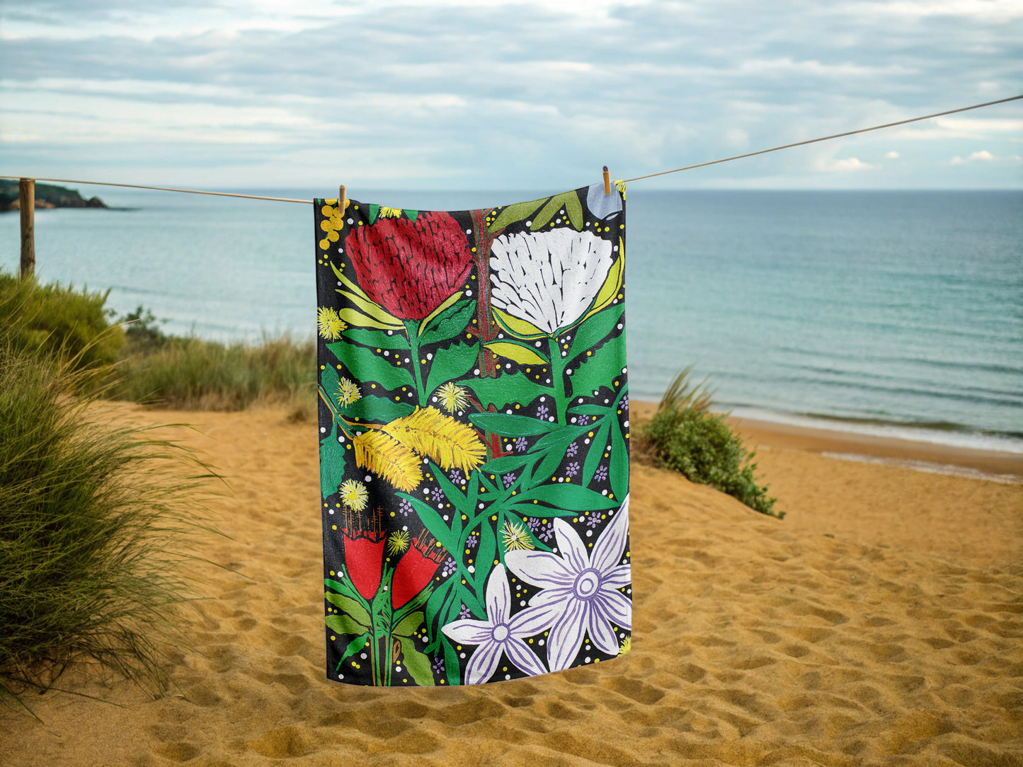 Native plants - Plush Beach Towel