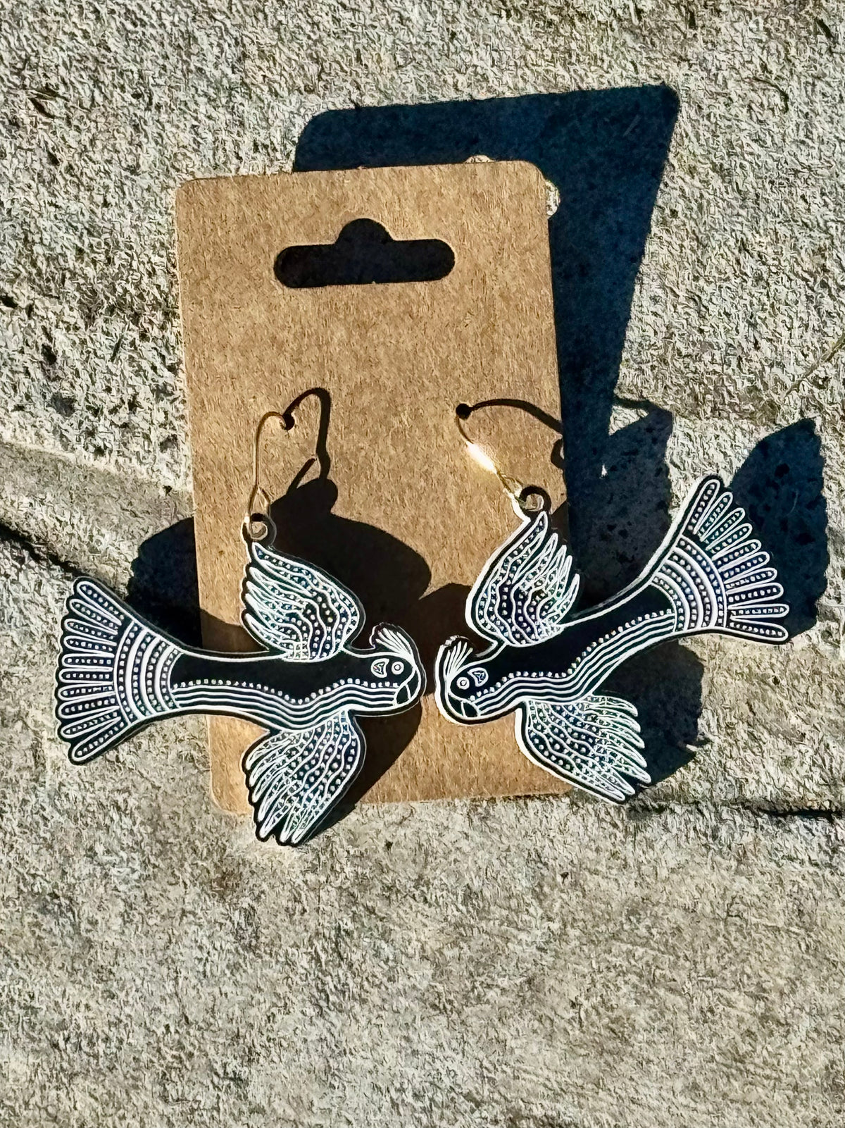 Black Cockatoo hook earrings